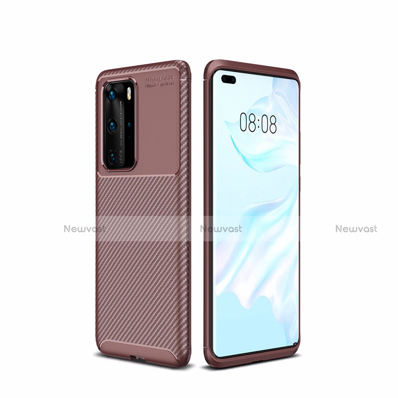 Silicone Candy Rubber TPU Twill Soft Case Cover for Huawei P40 Pro Brown