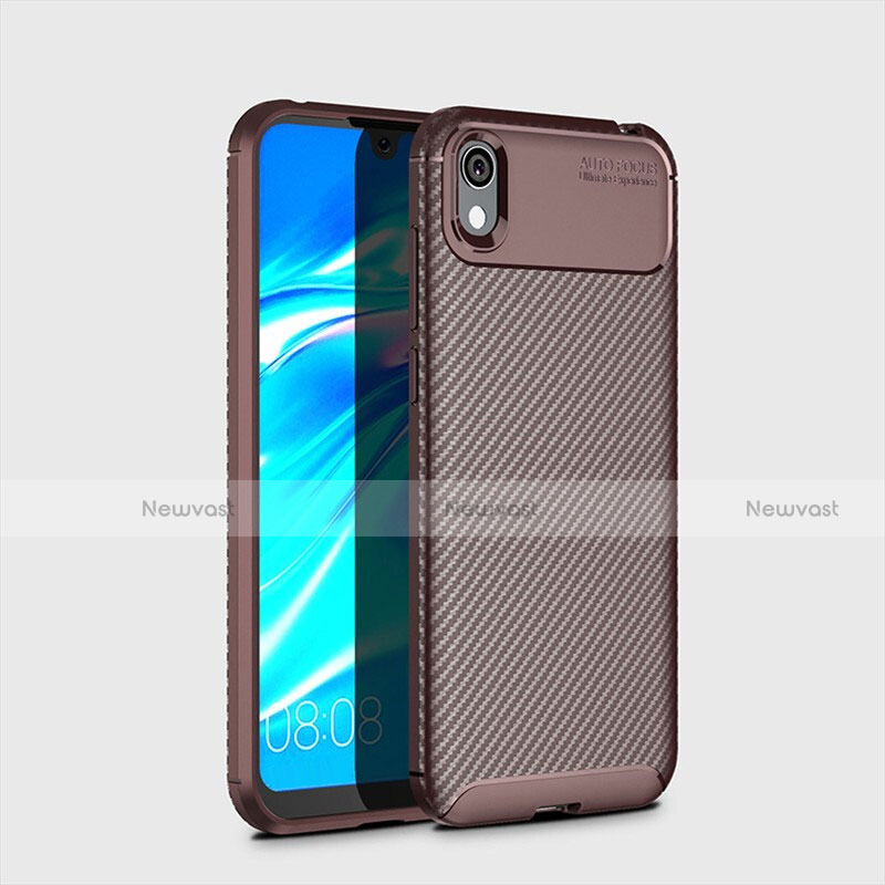 Silicone Candy Rubber TPU Twill Soft Case Cover for Huawei Y5 (2019) Brown