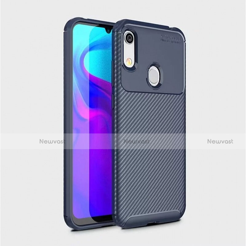 Silicone Candy Rubber TPU Twill Soft Case Cover for Huawei Y6 (2019) Blue
