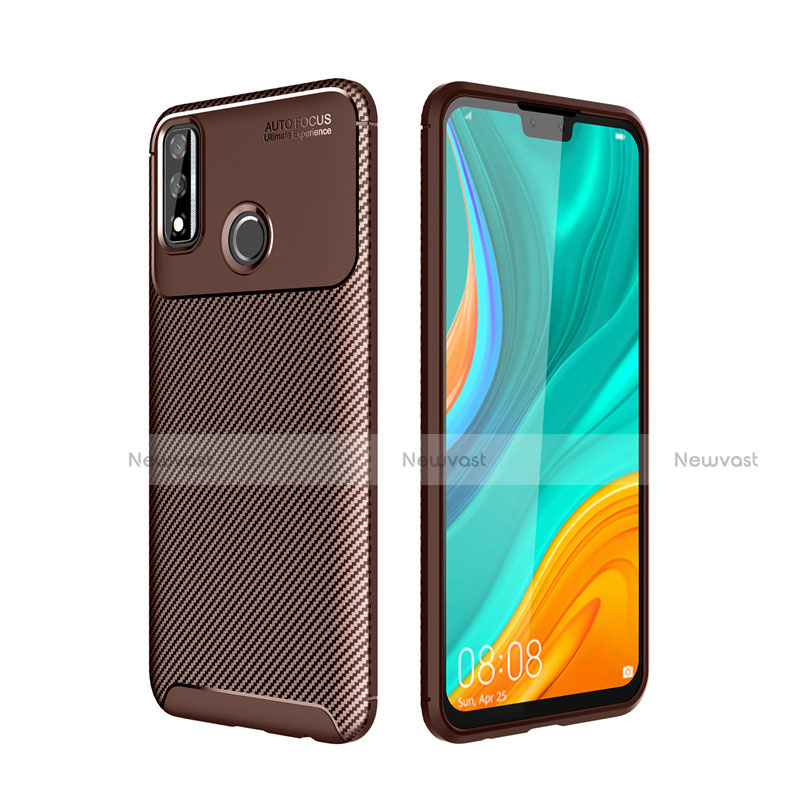 Silicone Candy Rubber TPU Twill Soft Case Cover for Huawei Y8s Brown