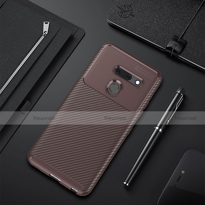 Silicone Candy Rubber TPU Twill Soft Case Cover for LG G8 ThinQ Brown