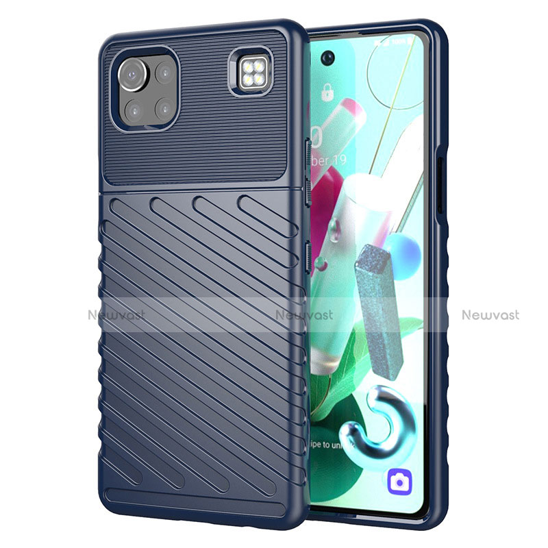 Silicone Candy Rubber TPU Twill Soft Case Cover for LG K92 5G Blue