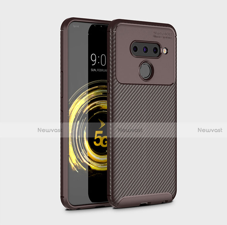 Silicone Candy Rubber TPU Twill Soft Case Cover for LG V50 ThinQ 5G Brown