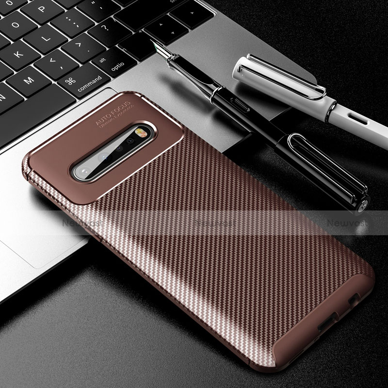 Silicone Candy Rubber TPU Twill Soft Case Cover for LG V60 ThinQ 5G Brown