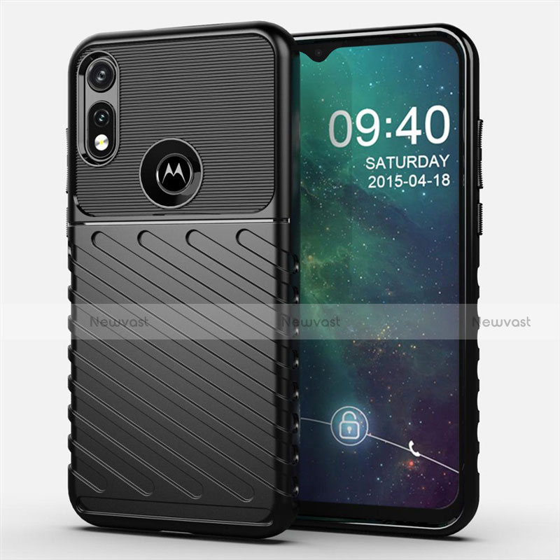 Silicone Candy Rubber TPU Twill Soft Case Cover for Motorola Moto E (2020) Black