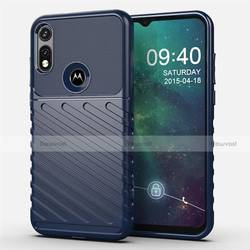 Silicone Candy Rubber TPU Twill Soft Case Cover for Motorola Moto E (2020) Blue