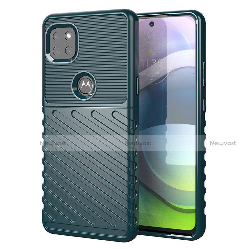 Silicone Candy Rubber TPU Twill Soft Case Cover for Motorola Moto G 5G Green