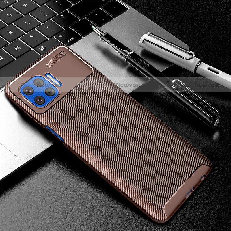 Silicone Candy Rubber TPU Twill Soft Case Cover for Motorola Moto G 5G Plus Brown