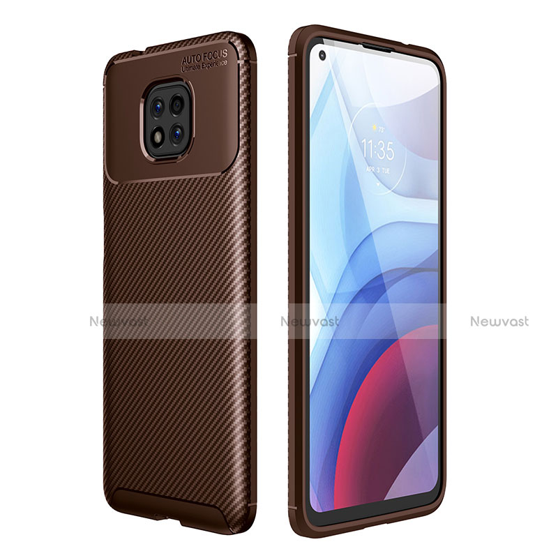 Silicone Candy Rubber TPU Twill Soft Case Cover for Motorola Moto G Power (2021) Brown