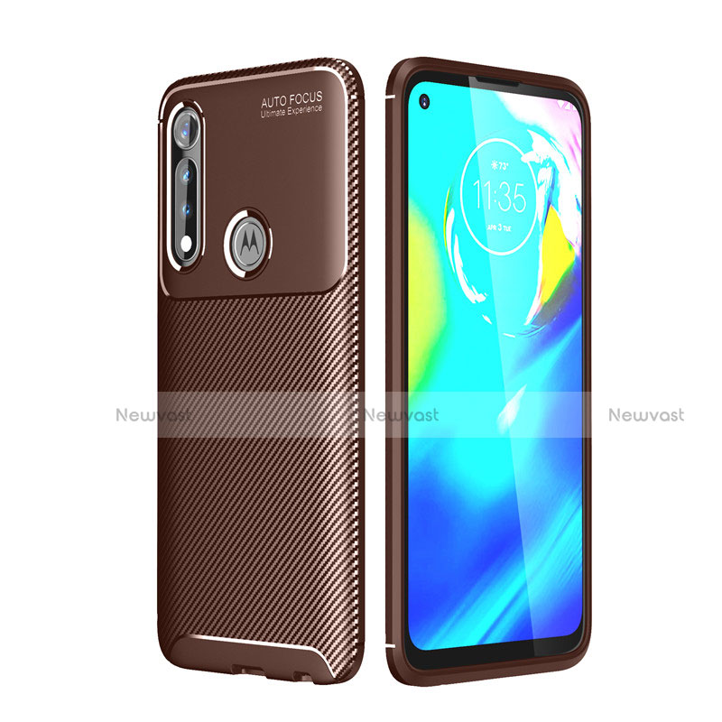 Silicone Candy Rubber TPU Twill Soft Case Cover for Motorola Moto G Power Brown
