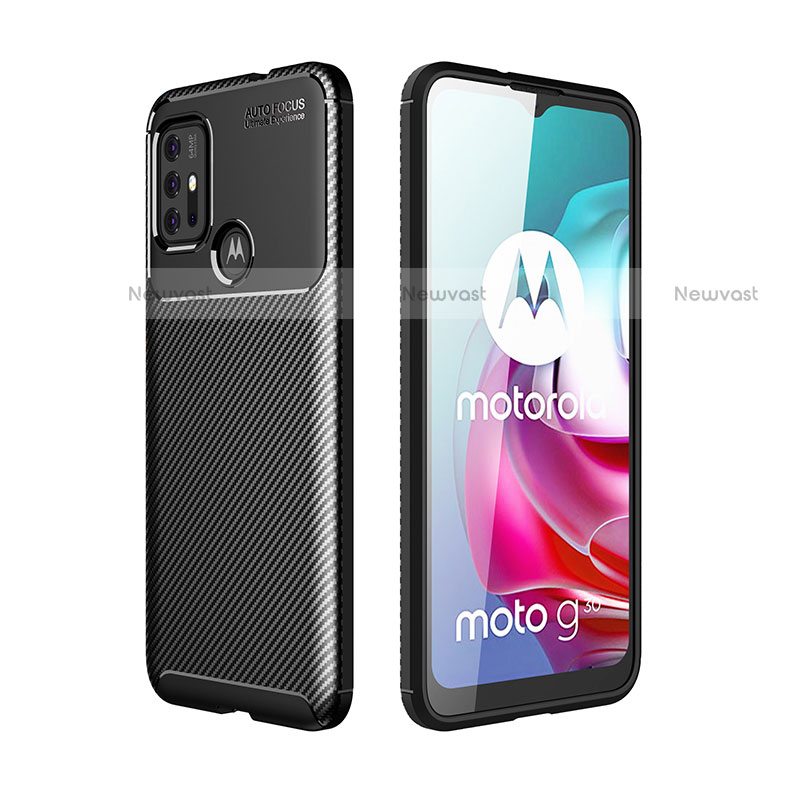 Silicone Candy Rubber TPU Twill Soft Case Cover for Motorola Moto G10 Black