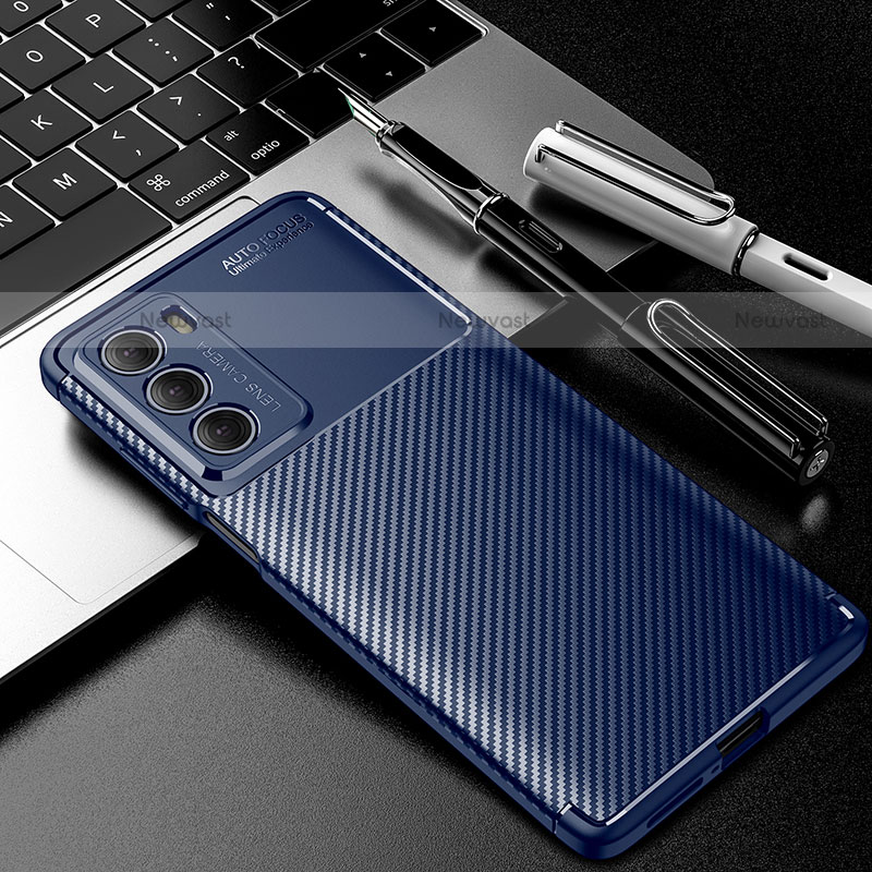 Silicone Candy Rubber TPU Twill Soft Case Cover for Motorola Moto G200 5G Blue