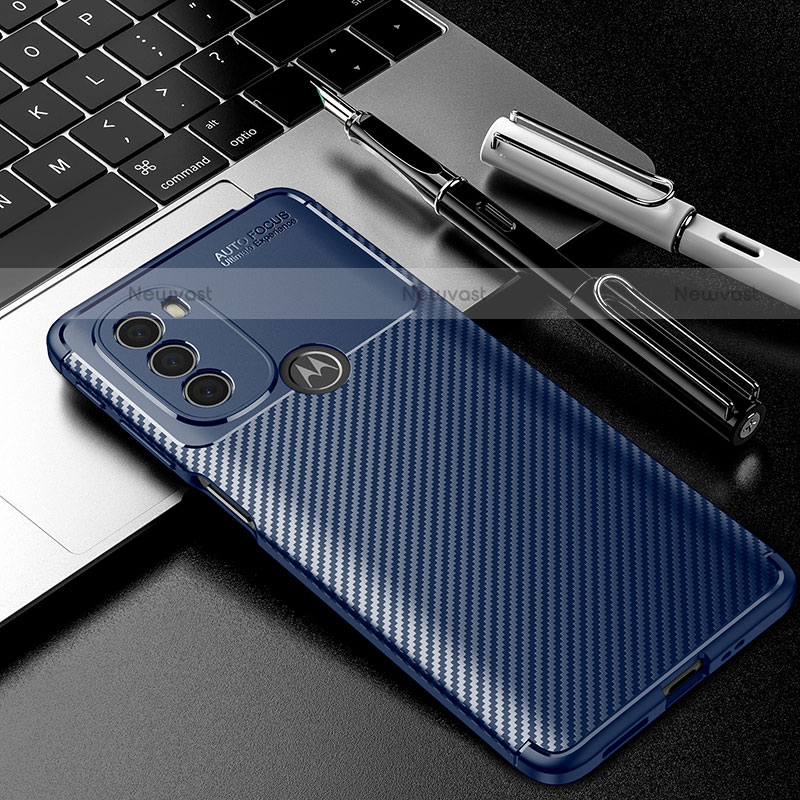 Silicone Candy Rubber TPU Twill Soft Case Cover for Motorola Moto G31 Blue