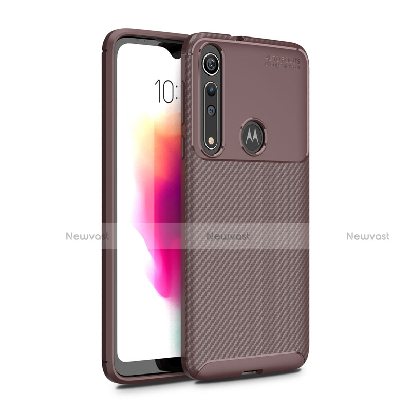 Silicone Candy Rubber TPU Twill Soft Case Cover for Motorola Moto G8 Play Brown