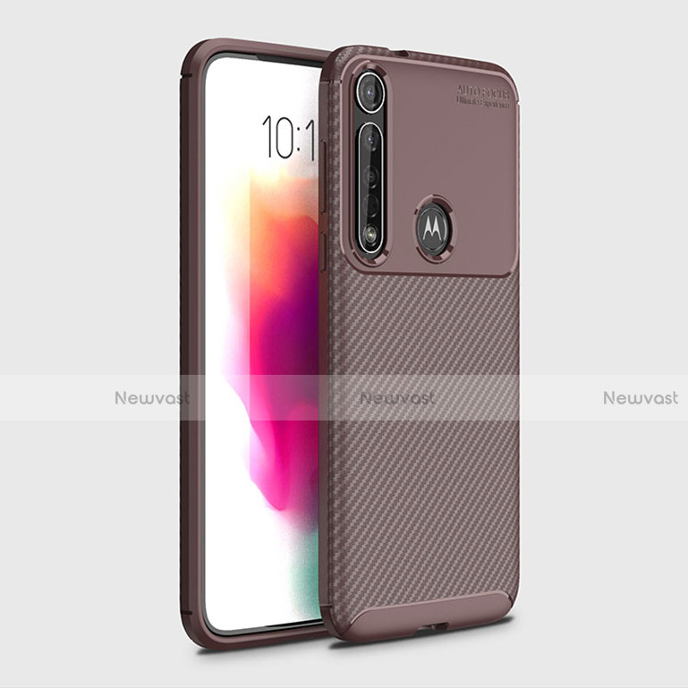 Silicone Candy Rubber TPU Twill Soft Case Cover for Motorola Moto G8 Plus Brown