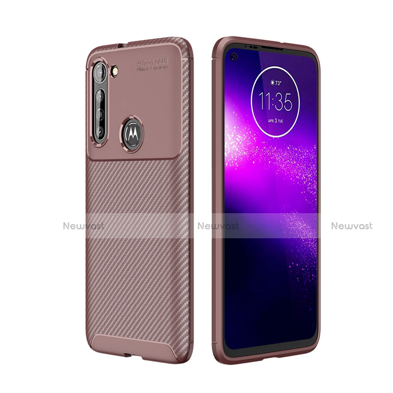 Silicone Candy Rubber TPU Twill Soft Case Cover for Motorola Moto G8 Power Brown