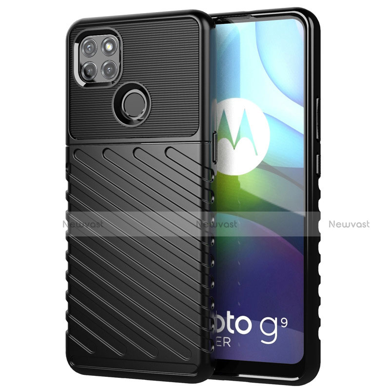 Silicone Candy Rubber TPU Twill Soft Case Cover for Motorola Moto G9 Power Black