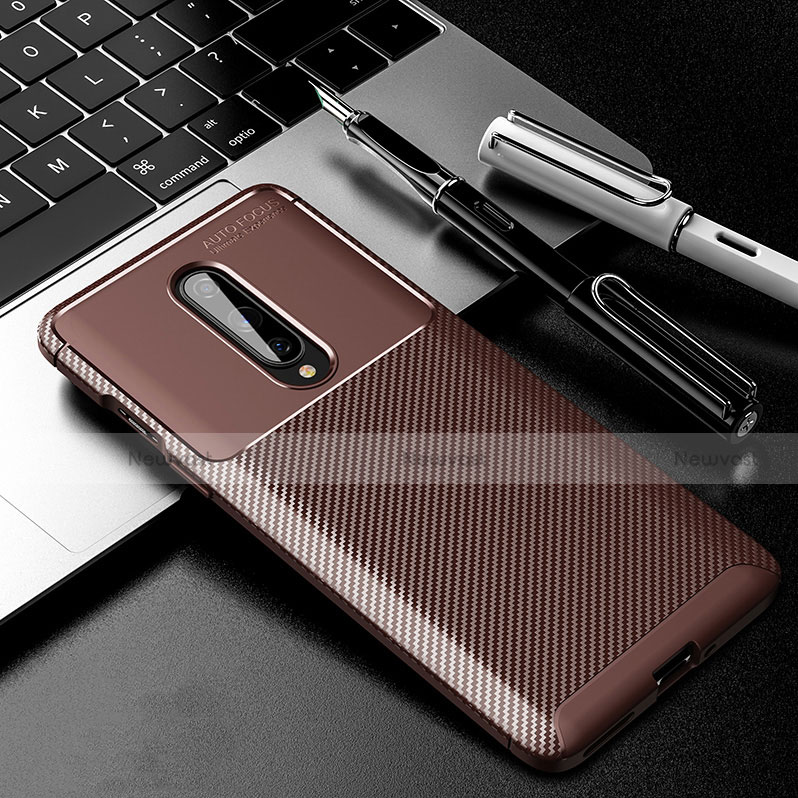 Silicone Candy Rubber TPU Twill Soft Case Cover for OnePlus 8 Brown