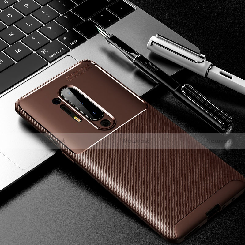 Silicone Candy Rubber TPU Twill Soft Case Cover for OnePlus 8 Pro Brown