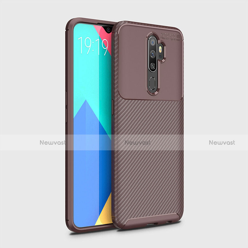Silicone Candy Rubber TPU Twill Soft Case Cover for Oppo A5 (2020) Brown