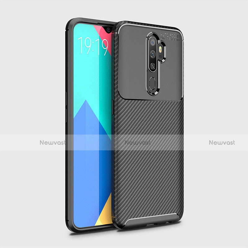 Silicone Candy Rubber TPU Twill Soft Case Cover for Oppo A9 (2020) Black