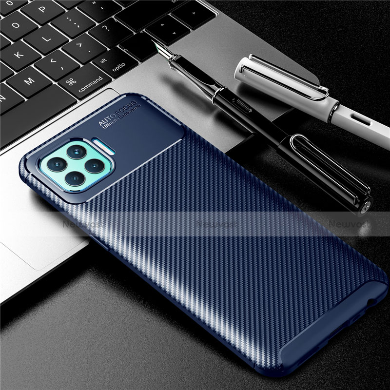 Silicone Candy Rubber TPU Twill Soft Case Cover for Oppo A93 Blue