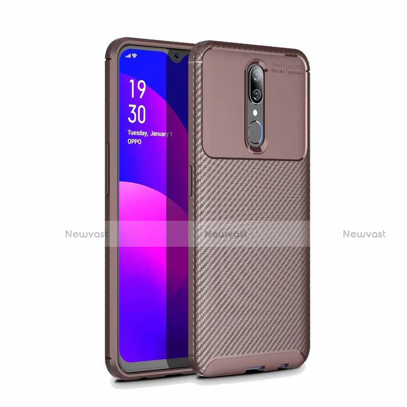 Silicone Candy Rubber TPU Twill Soft Case Cover for Oppo A9X Brown