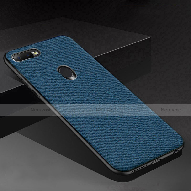 Silicone Candy Rubber TPU Twill Soft Case Cover for Oppo AX7 Blue