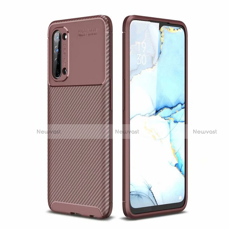 Silicone Candy Rubber TPU Twill Soft Case Cover for Oppo F15 Brown