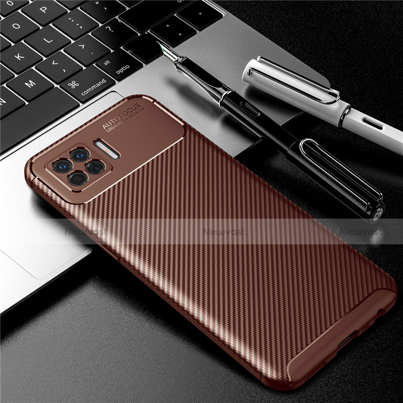 Silicone Candy Rubber TPU Twill Soft Case Cover for Oppo F17 Brown