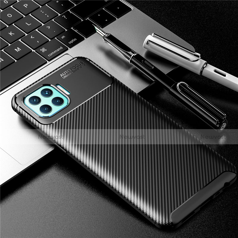 Silicone Candy Rubber TPU Twill Soft Case Cover for Oppo F17 Pro Black