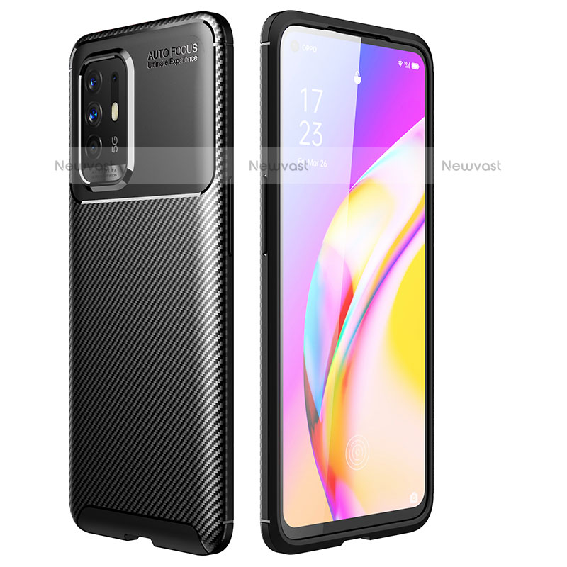 Silicone Candy Rubber TPU Twill Soft Case Cover for Oppo F19 Pro+ Plus 5G Black