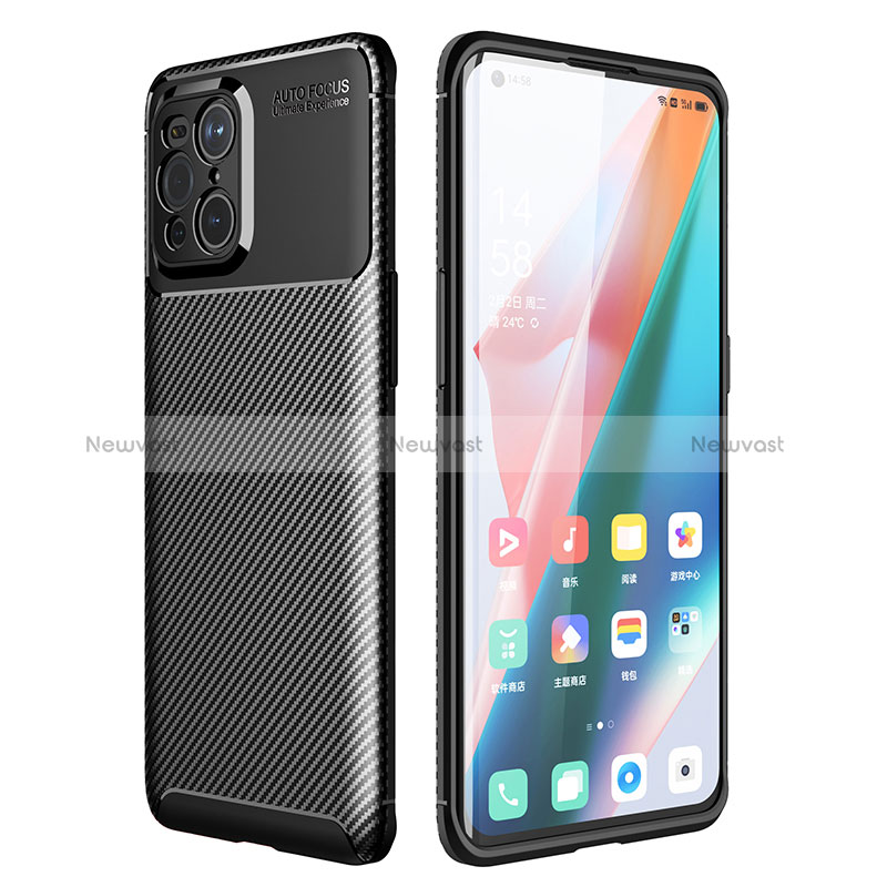 Silicone Candy Rubber TPU Twill Soft Case Cover for Oppo Find X3 5G Black