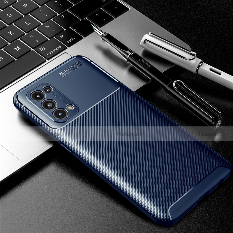 Silicone Candy Rubber TPU Twill Soft Case Cover for Oppo Find X3 Lite 5G Blue