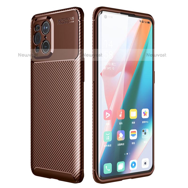 Silicone Candy Rubber TPU Twill Soft Case Cover for Oppo Find X3 Pro 5G Brown