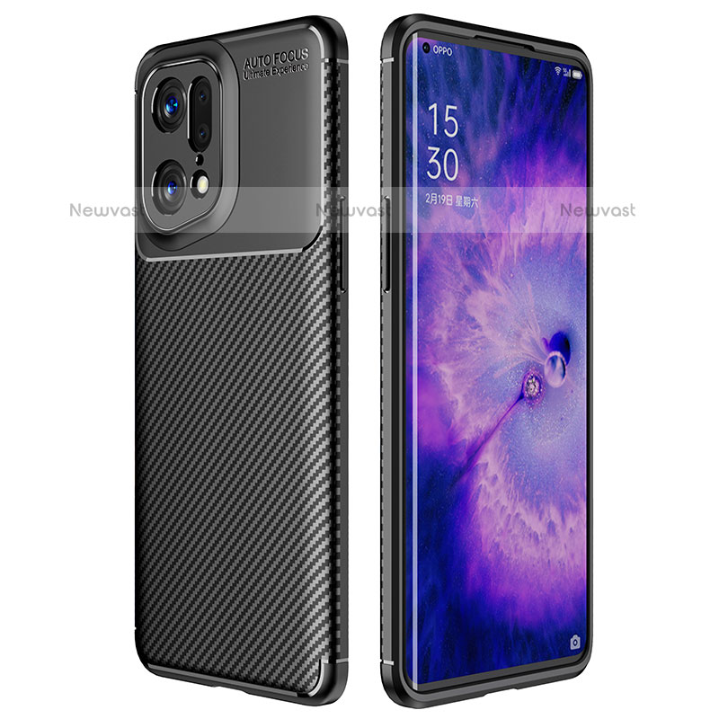 Silicone Candy Rubber TPU Twill Soft Case Cover for Oppo Find X5 Pro 5G Black