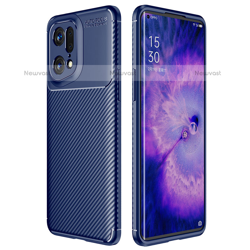 Silicone Candy Rubber TPU Twill Soft Case Cover for Oppo Find X5 Pro 5G Blue