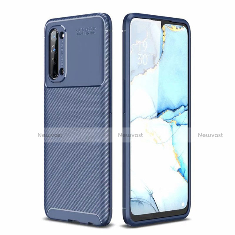 Silicone Candy Rubber TPU Twill Soft Case Cover for Oppo K7 5G Blue