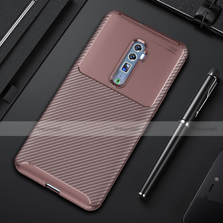 Silicone Candy Rubber TPU Twill Soft Case Cover for Oppo Reno 10X Zoom Brown