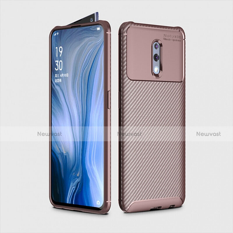 Silicone Candy Rubber TPU Twill Soft Case Cover for Oppo Reno Brown