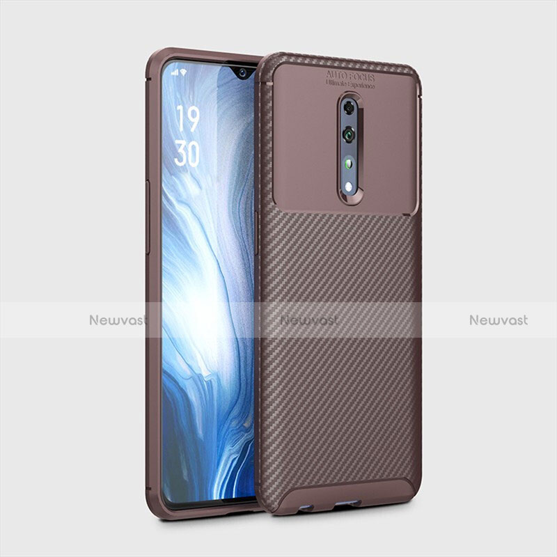 Silicone Candy Rubber TPU Twill Soft Case Cover for Oppo Reno Z Brown