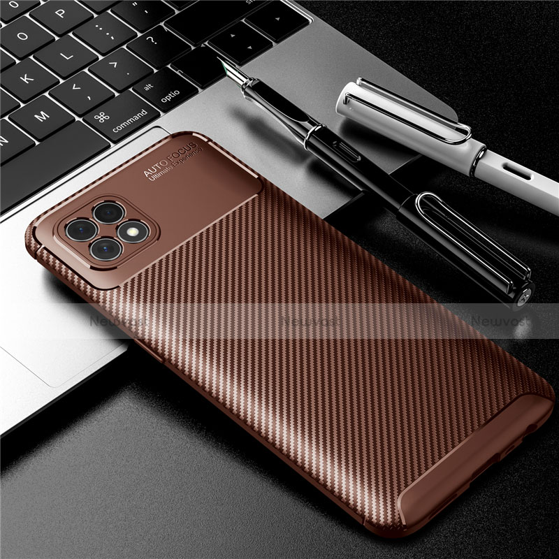 Silicone Candy Rubber TPU Twill Soft Case Cover for Oppo Reno4 SE 5G Brown