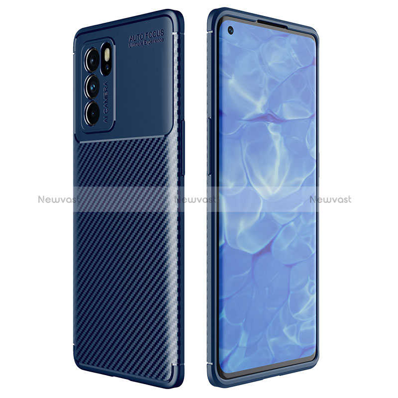Silicone Candy Rubber TPU Twill Soft Case Cover for Oppo Reno6 Pro 5G India Blue