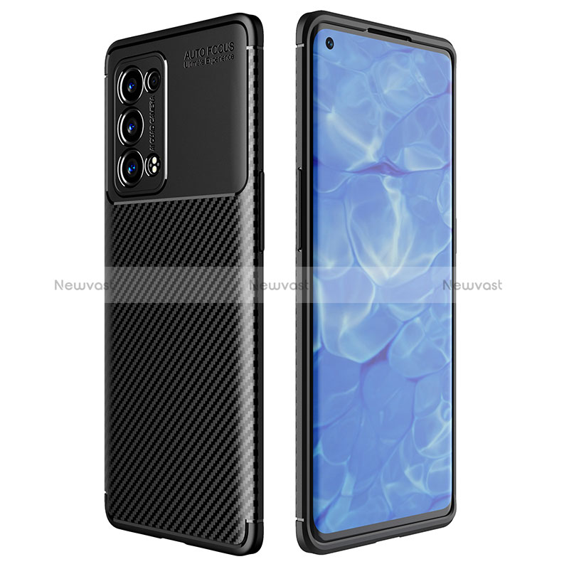 Silicone Candy Rubber TPU Twill Soft Case Cover for Oppo Reno6 Pro+ Plus 5G Black