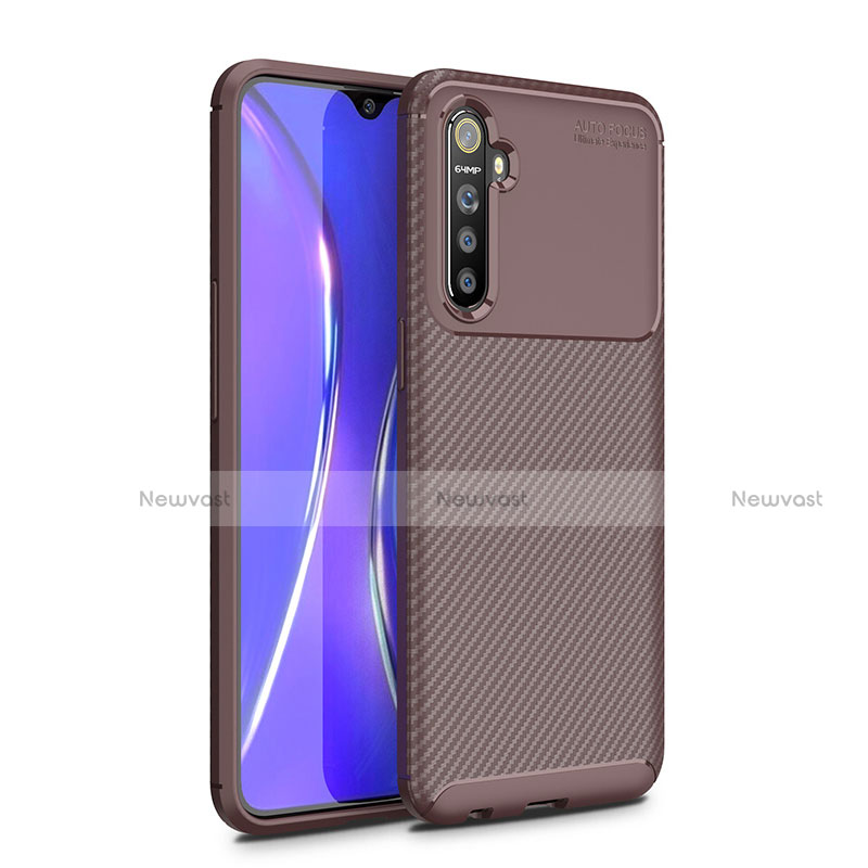 Silicone Candy Rubber TPU Twill Soft Case Cover for Realme X2 Brown