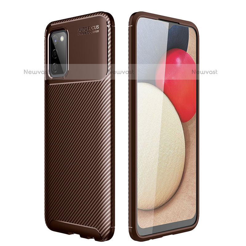 Silicone Candy Rubber TPU Twill Soft Case Cover for Samsung Galaxy A02s Brown