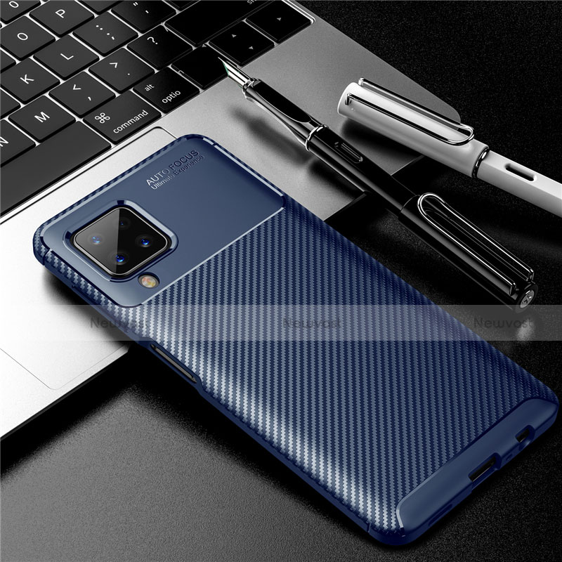 Silicone Candy Rubber TPU Twill Soft Case Cover for Samsung Galaxy A12 Blue