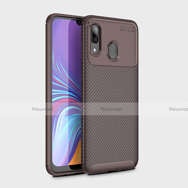 Silicone Candy Rubber TPU Twill Soft Case Cover for Samsung Galaxy A30 Brown