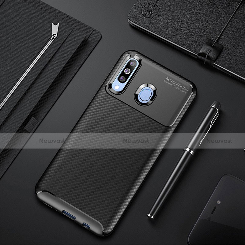 Silicone Candy Rubber TPU Twill Soft Case Cover for Samsung Galaxy A60 Black