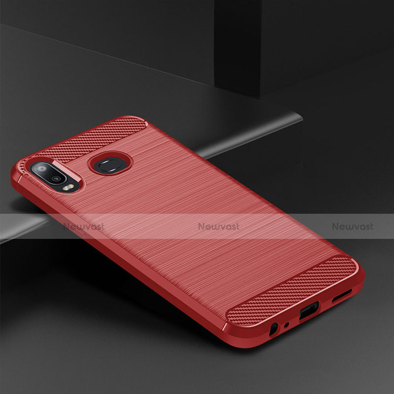Silicone Candy Rubber TPU Twill Soft Case Cover for Samsung Galaxy A6s Red